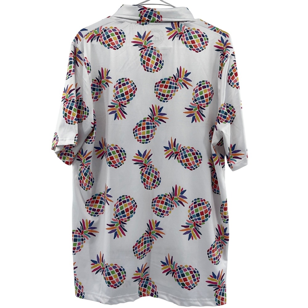 Golf‎ Is Fun Polo Shirt Mens Large Pineapple Print Golf Sportswear Colorful - Picture 5 of 5